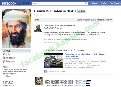 Spam Facebook บิน ลาเดน Osama Bin laden