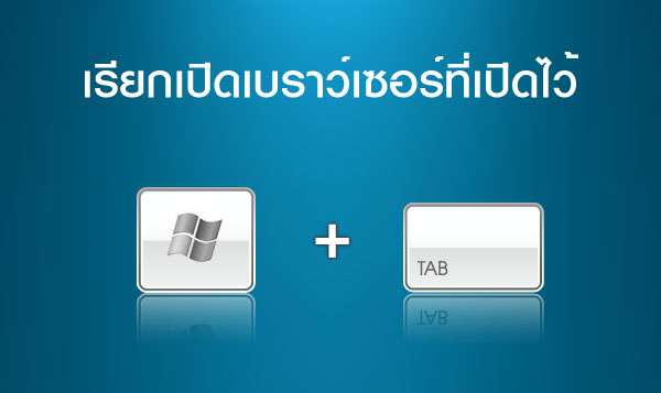 เรียกเปิดเบราว์เซอร์ที่ปิดไว้  >>  Menu + Tab