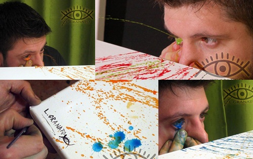 ดวงตาศิลปะ หนุ่มอาเจนฯ วาดภาพด้วยการพ่นสีออกมาทางตา !