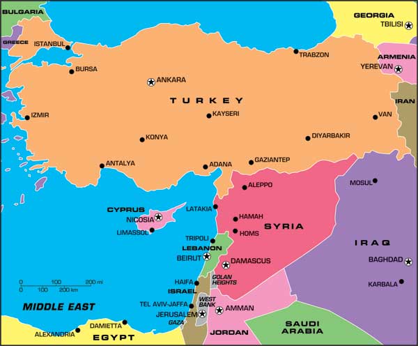 ประเทศซีเรีย แผนที่