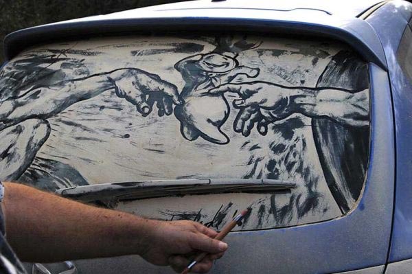  เจ๋ง! จิตรกรมะกันสร้างผลงานศิลปะจากรถยนต์สุดเขรอะ
