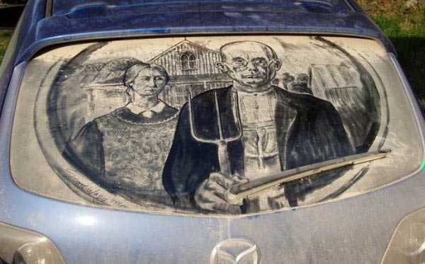  เจ๋ง! จิตรกรมะกันสร้างผลงานศิลปะจากรถยนต์สุดเขรอะ