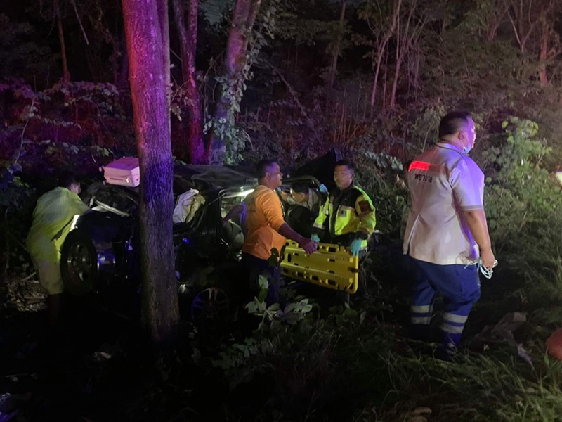 The truck cut the front of the car, 2 bodies