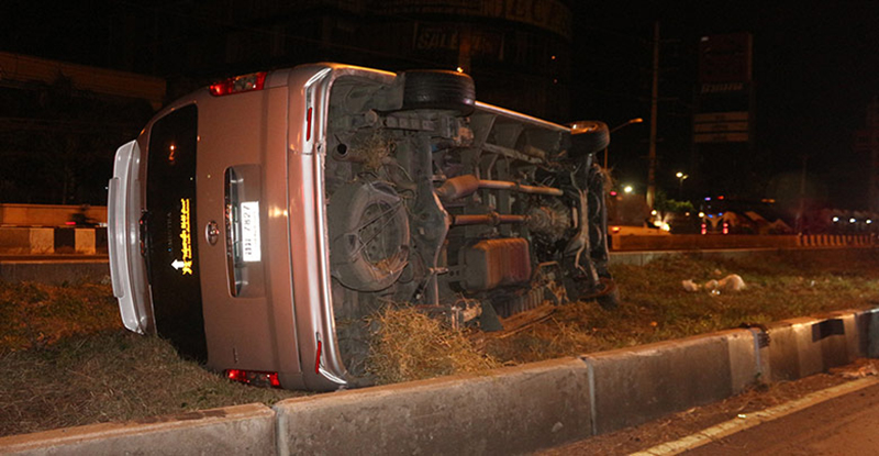 Overturned car