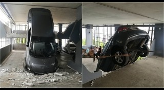 รถตกลานจอดรถ